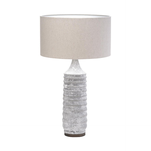 Harlan (30.5"H) Beige-Toned Fabric Shade Gray Concrete Base Table Lamp