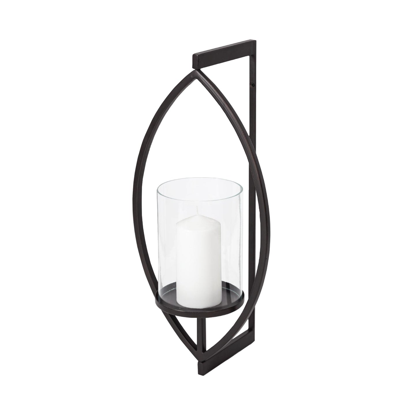 Drax 22"H Black Metal Wall Candle Holder
