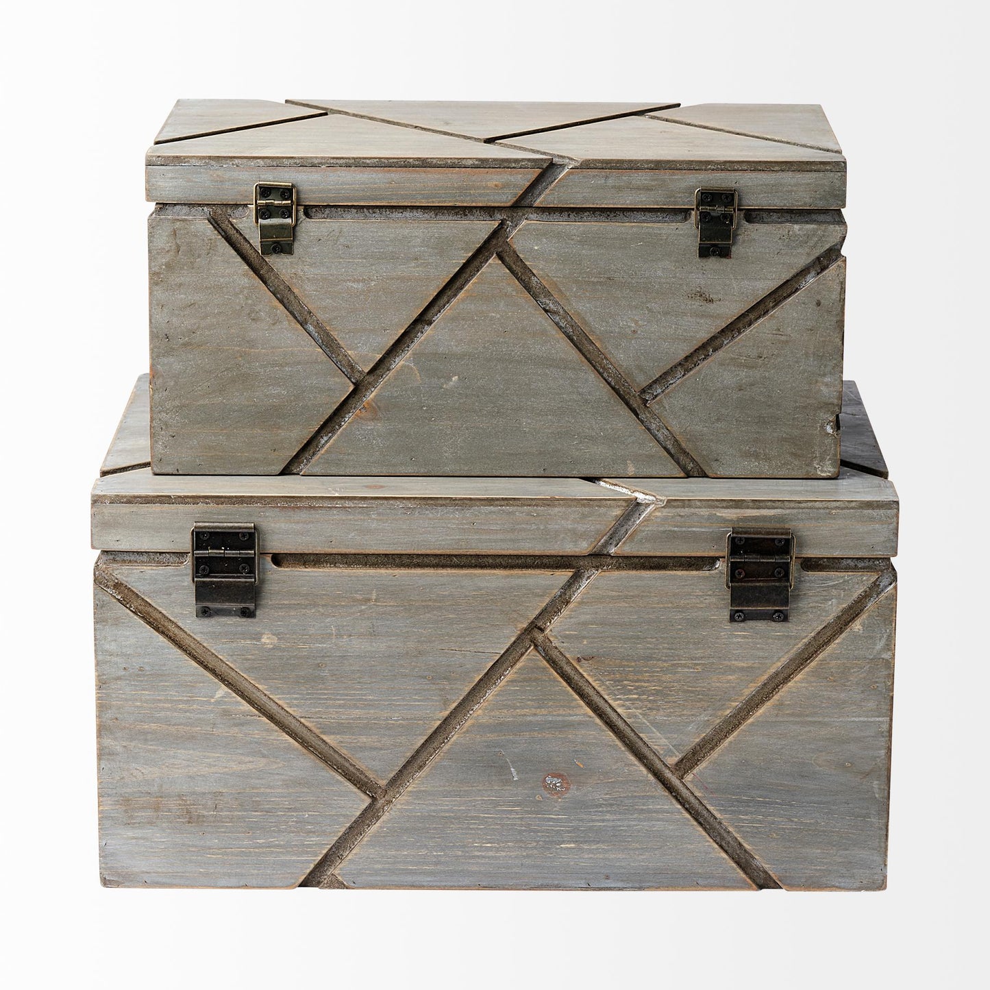 Niobe (Set of 2) 16L x 11W Gray Wooden Nesting Boxes