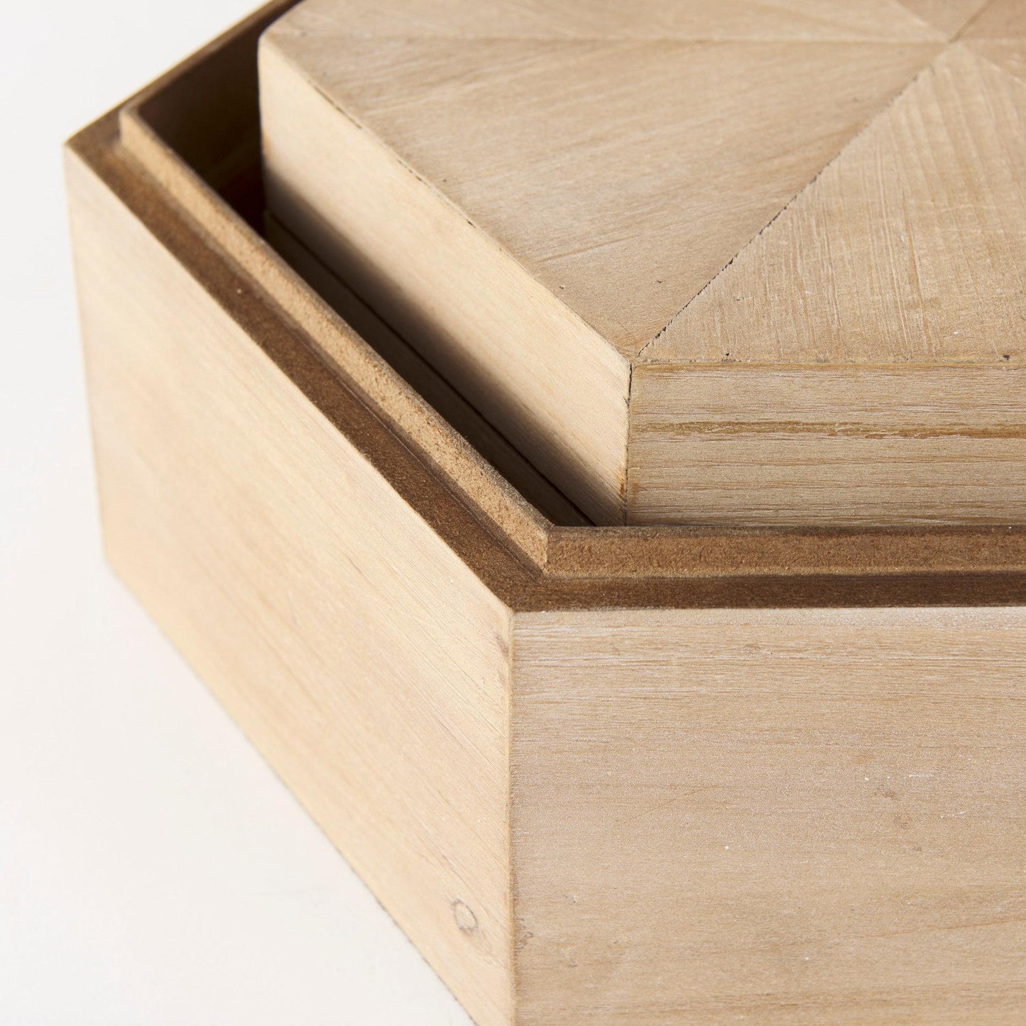 Elyse (Set of 2) 14L x 12W Brown Wooden Hexagonal Boxes