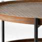 Kade 33" Round Brown Table Gray Metal Frame Two-Tier Coffee Table