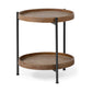 Kade III 16.9" Round Top Natural Brown Wood and Gray Metal Frame Tray-Style End/Side Table