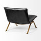 Flavelle II Black Leather Cushion Seat and Solid Iron Base Accent Chair