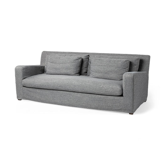 Denly II 92" Casterock Gray Slipcover Three Seater Sofa