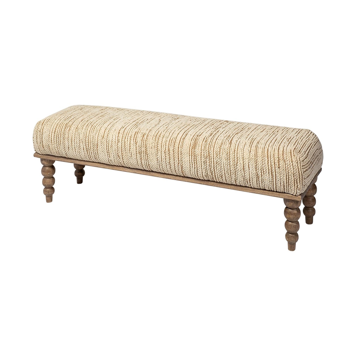 Alder II 55L x 16W Cream Upholstered Seat Wooden Base Accent Bench