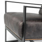Stamford Black Genuine Leather Seat w/ Wood Back, Metal Frame Accent Chair