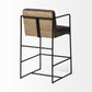 Stamford 36" Total Height Black Leather Seat w/ Wood Back, Metal Frame Counter Stool