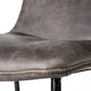 Kavalan 37.5" Total Height Ebony Leather Seat Black Metal Frame Bar Stool