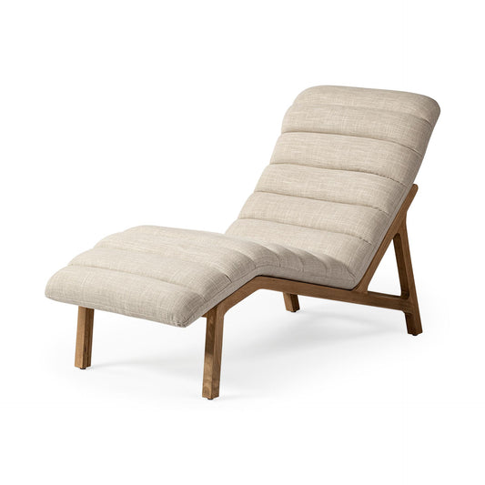 Pierre Beige Fabric Upholstered Armless Chaise Lounge Chair