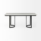 Tanner I 71L x 35W Rectangular White Marble W/ Metal Base Dining Table