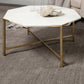 Vincent 33" Octagonal White Marble Tabletop w/ Gold Metal Base Coffee Table
