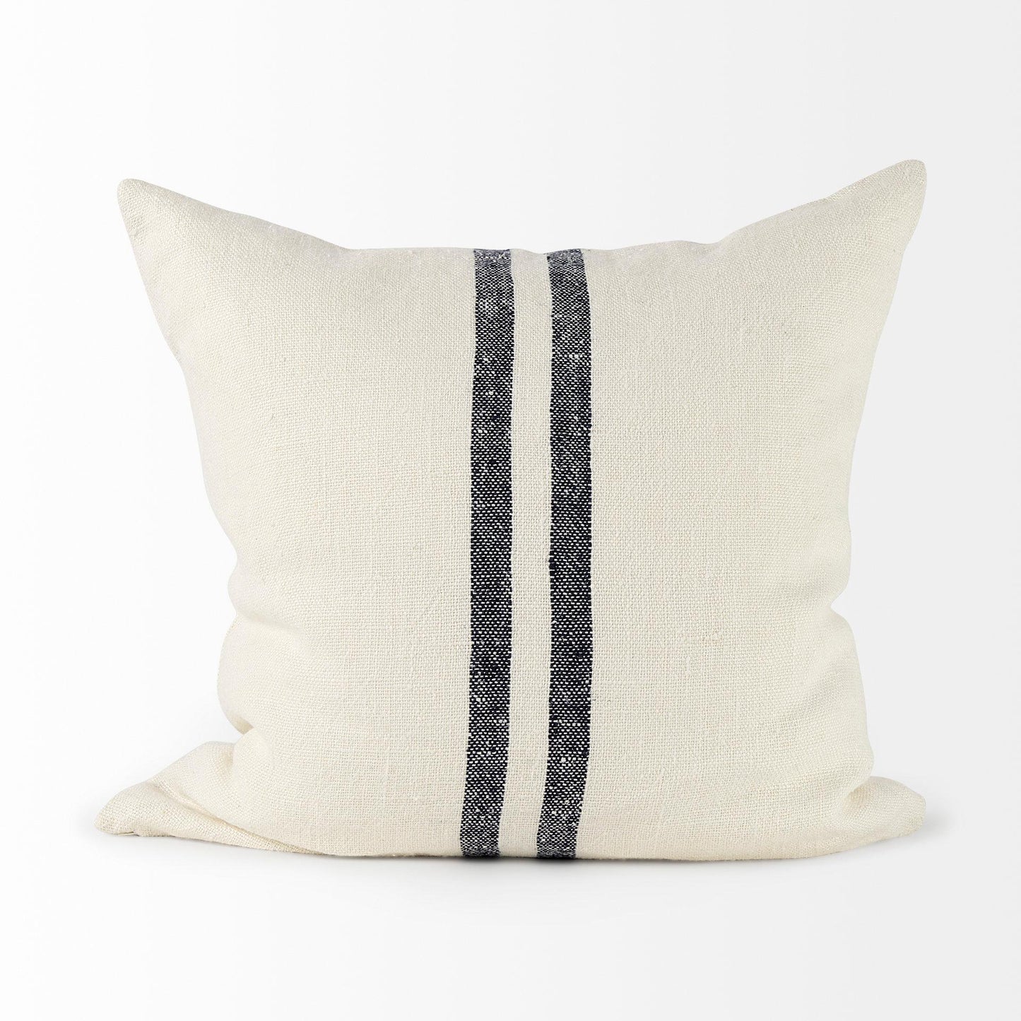 Sandra 22 x 22 Beige With Blue Stripes Decorative Pillow Cover