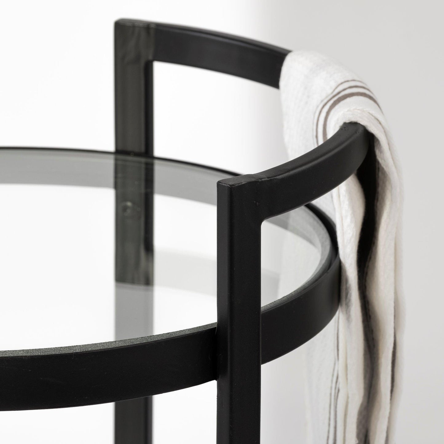 Eleonore Black Metal Frame Two-Tier w/Glass Shelves Bar Cart