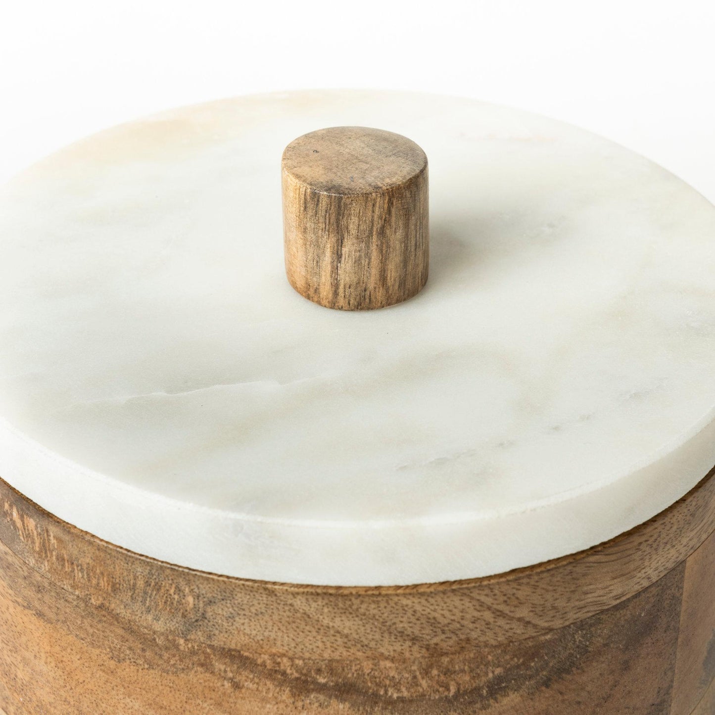 Sandook (Small) 8H Brown Round Wooden Storage Jar