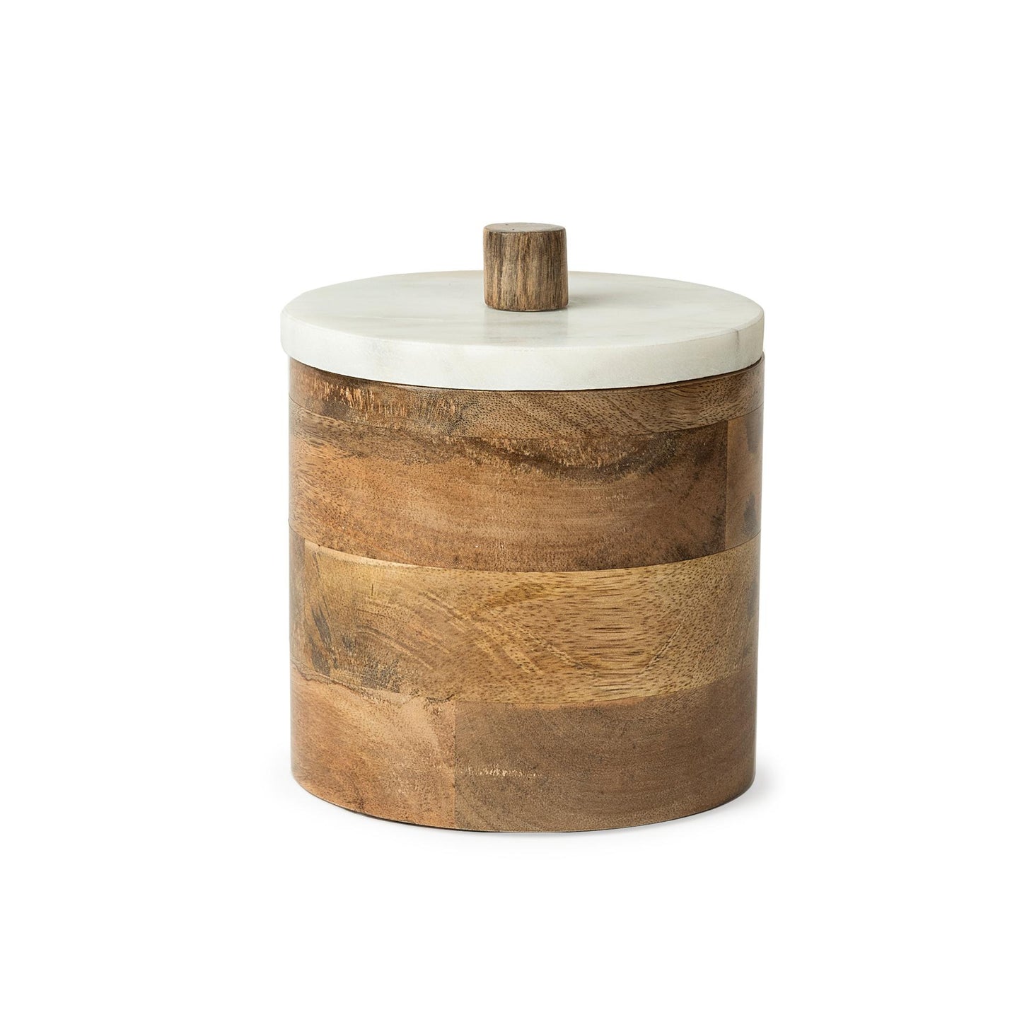 Sandook (Small) 8H Brown Round Wooden Storage Jar