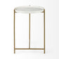 Stella 17L x 17W White Round Marble Top W/Gold Base Accent Table