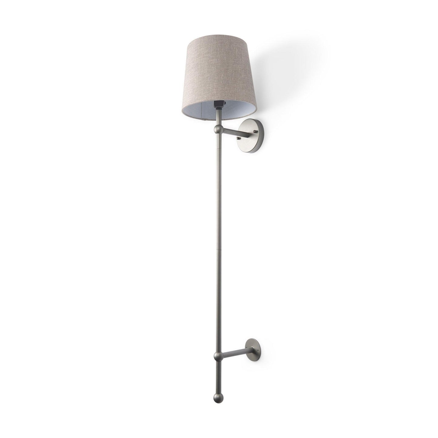Chester 10 x 47 Gray Metal and Beige Fabric Shade Wall Sconce