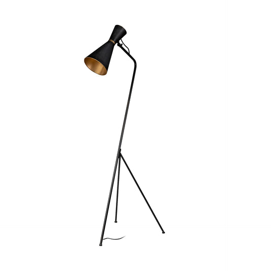 Eris III (58.3"H) Black/Brass Metal Cone Shade Floor Lamp