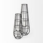 Bella Small Black Metal Cylindrical Cage Candle Holder Lantern