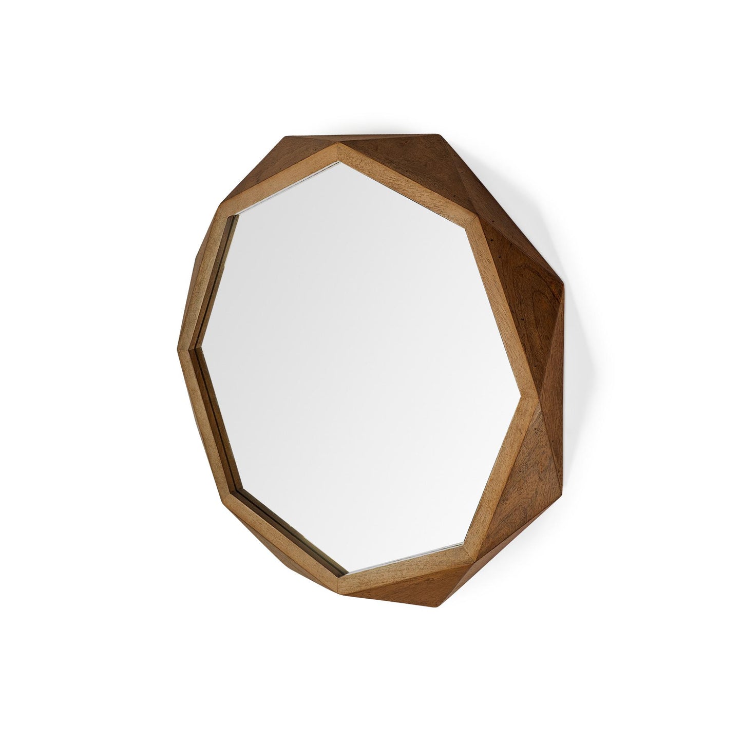 Aramis I 32" Octagon Brown Wood Frame Wall Mirror