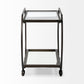 Chriselle Black Metal And Glass Two Tier Bar Cart