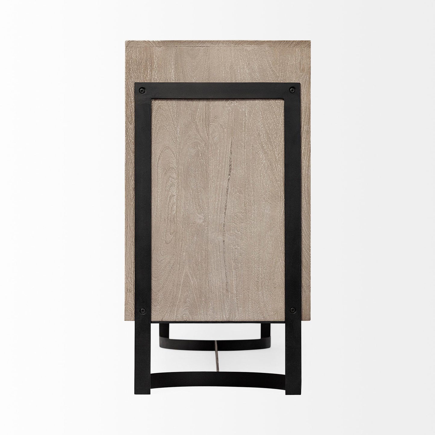 Rivien Brown Solid Wood Frame Metal Leg 4 Door Sideboard