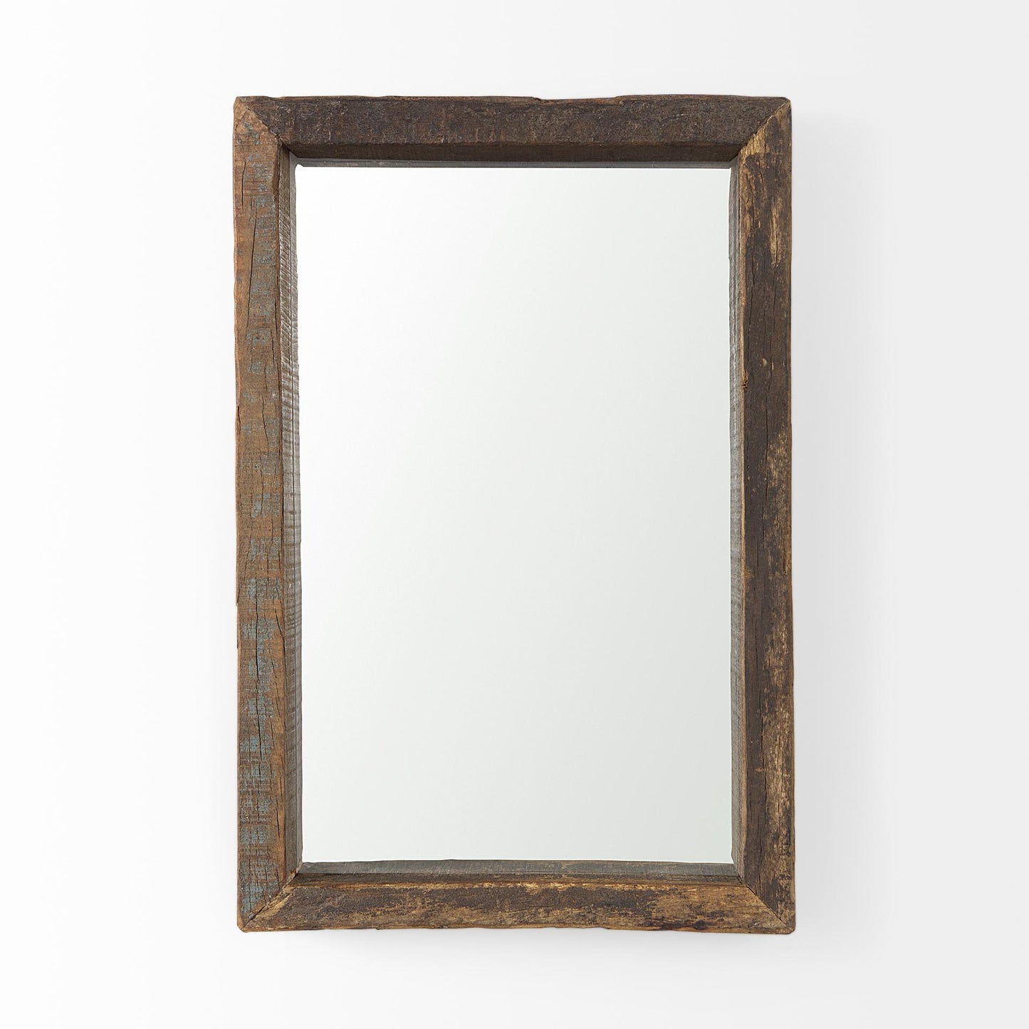 Gervaise 12L x 2W x 18H Brown Wood Frame Rectangular Wall Mirror