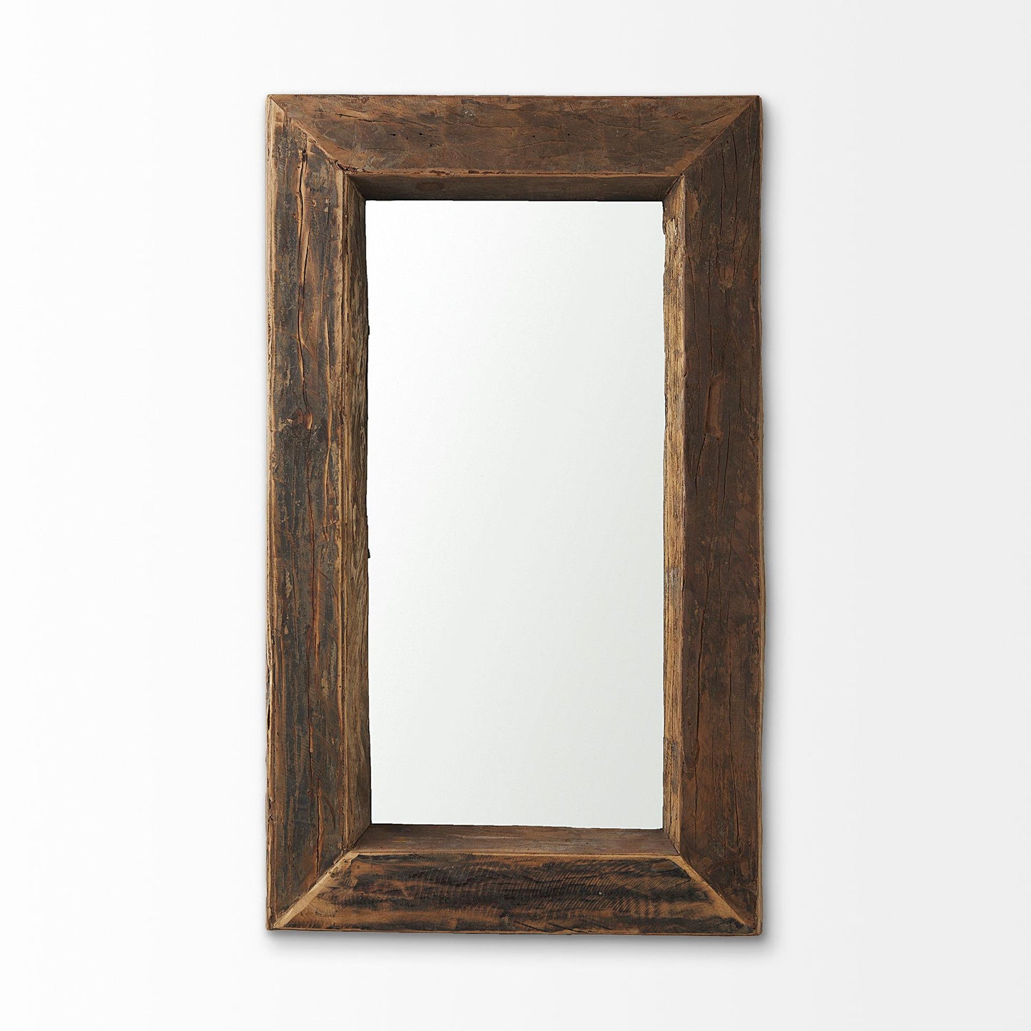 Gerome 28 x 48 Brown Wood Frame Rectangular Wall Mirror