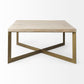 Faye 34L x 34W x 17H Barely Gray Finished Wood W/Gold Metal Base Square Coffee Table
