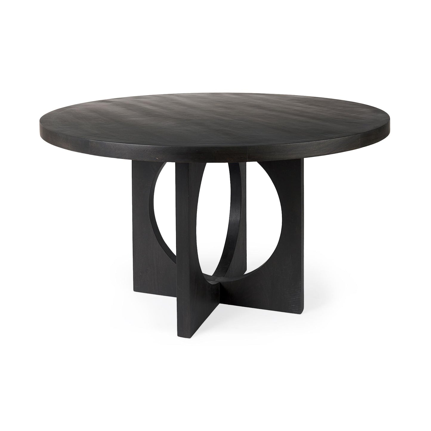 Liesl 54.L x 54.0W x 30.0H Black Wood W/ Circular Top Dining Table