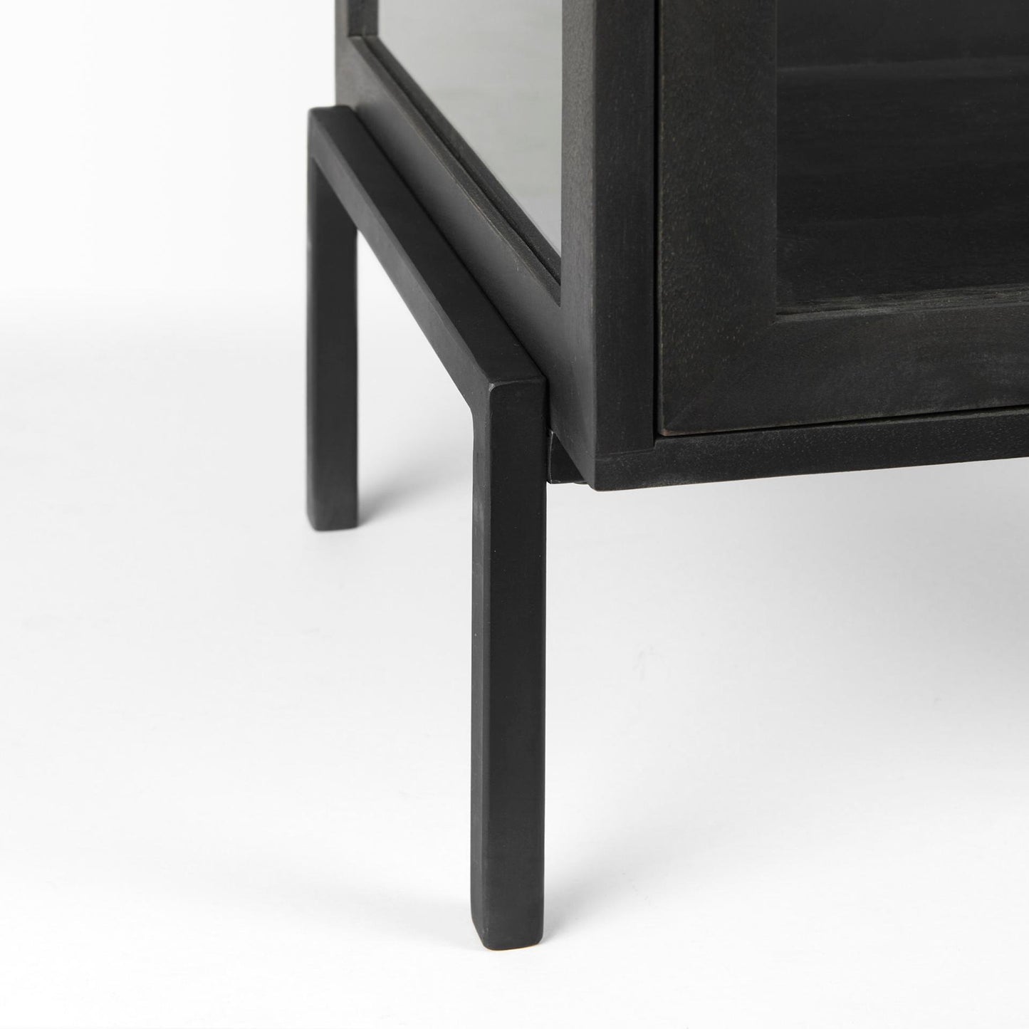 Arelius 20L x 18W x 26H Dark Brown Wood W/ Black Metal Frame End/Side Table