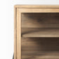 Arelius 70L x 18W x 32H Light Brown Wood, Black Metal Base w/ 4 Glass Cabinet Doors Sideboard