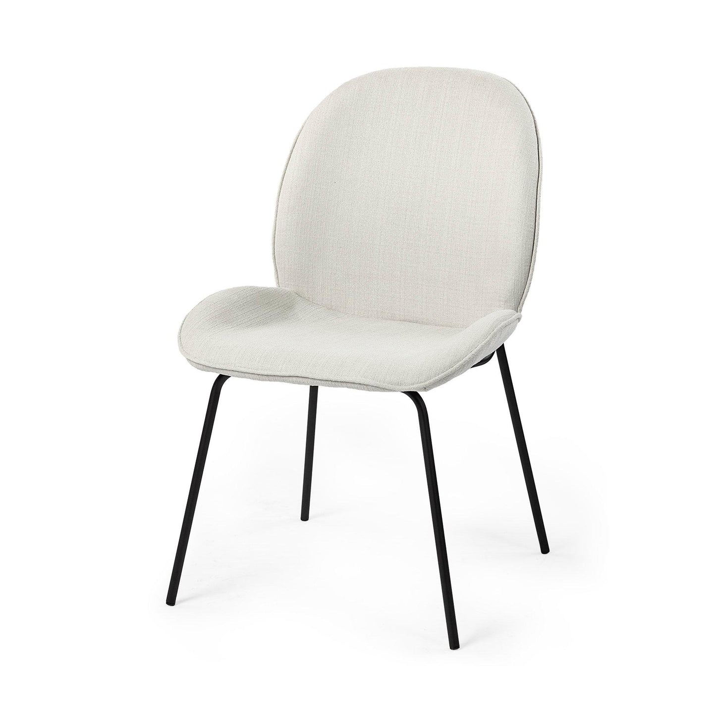 Inala White Fabric Seat Black Metal Frame Dining Chair
