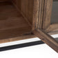 Arelius 70L x 18W x 32H Medium Brown, Black Metal Base w/ 4 Glass Door Cabinets Sideboard