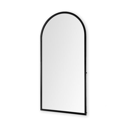 Giovanna 23.6L x 1.2W x 48.8H Black Metal Frame Rounded Arch Vanity Mirror