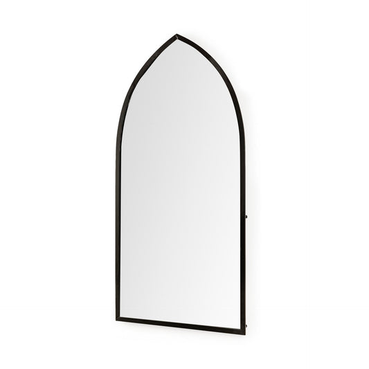 Giovanna 23.6L x 1.2W x 48.8H Black Metal Frame Pointed Arch Vanity Mirror