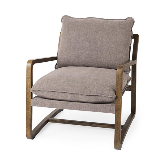 Brayden 28.3L x 34.1W x 35H Dark Brown Wood W/ Gray Fabric Seat Accent Chair