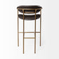 Parker Brown Faux Leather Seat Gold Metal Bar Stool