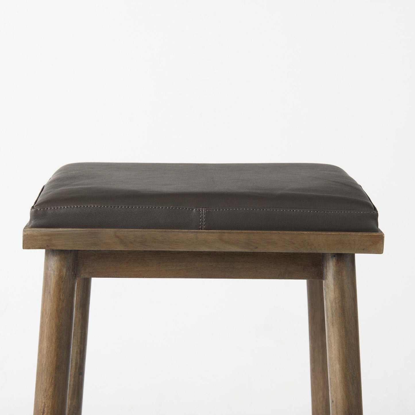 Eliza 18.25 X 14.75 X 26.5 Grey-Brown Genuine Leather Seat & Wood Frame Counter Stool