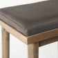Eliza Grey-Brown Genuine Leather Seat & Wood Frame Bar Stool