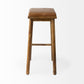 Eliza Cognac Brown Genuine Leather Seat W/ Medium Brown Wood Frame Bar Stool