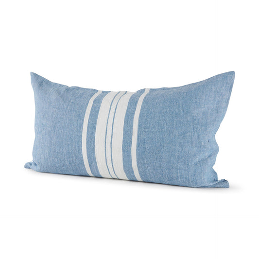 Brigitta 14L x 26W Blue and Cream Fabric Striped Decorative Pillow Cover