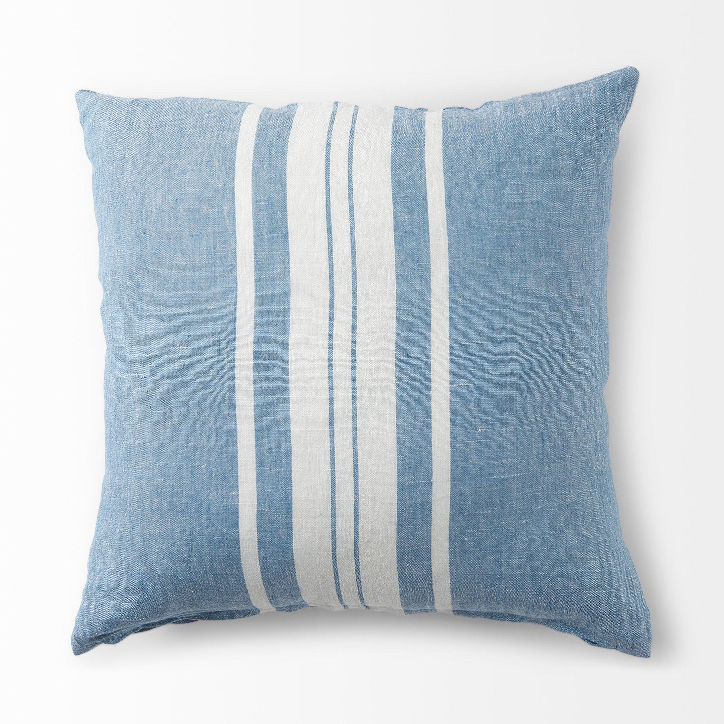 Brigitta 20L x 20W Blue and Cream Fabric Striped Decorative Pillow Cover
