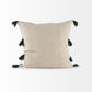 Charmaine 18.0L x 18.0W x 0.2H Beige and Green Fabric W/Fringe Decorative Pillow Cover