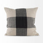 Raquel 18L x 18W Beige and Black Fabric Plaid Decorative Pillow Cover