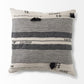 Thalia 18L x 18W Black and Beige Fabric Striped and Fringed Decorative Pillow Cover