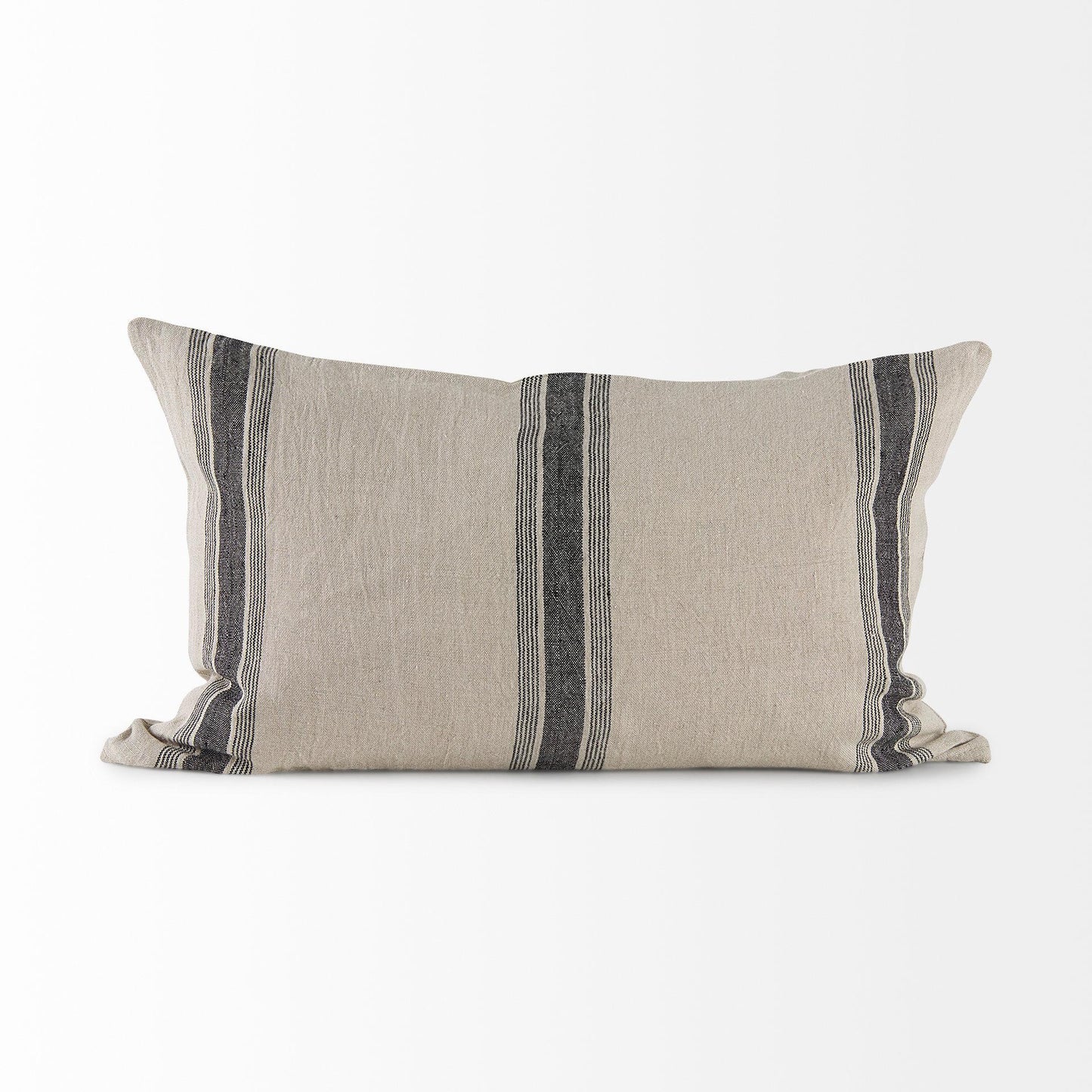 Hattie 13L x 21W Beige and Black Fabric Striped Decorative Pillow Cover