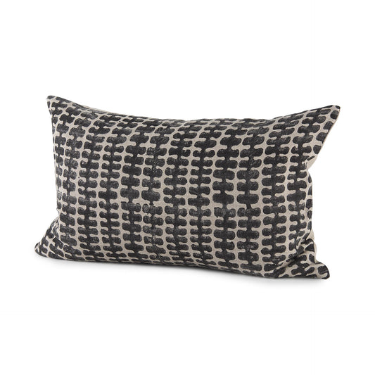 Miriam 13L x 21W Beige and Black Fabric Patterned Decorative Pillow Cover
