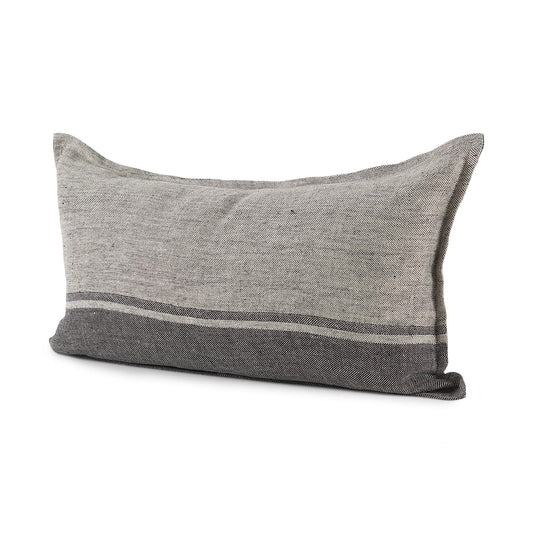Zadie 14L x 26W Light Gray and Dark Gray Fabric Color Blocked Decorative Pillow Cover