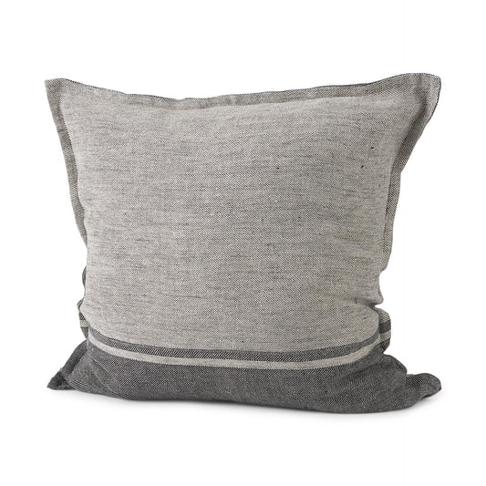 Zadie 20L x 20W Light Gray and Dark Gray Fabric Color Blocked Decorative Pillow Cover